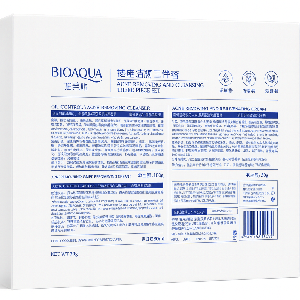 Kit completo de Skincare. Control de Limpieza Anti acné. 3 Piezas