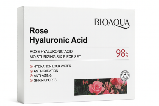Kit completo de Skincare. Ácido Hialurónico de Rosa. 6 Piezas