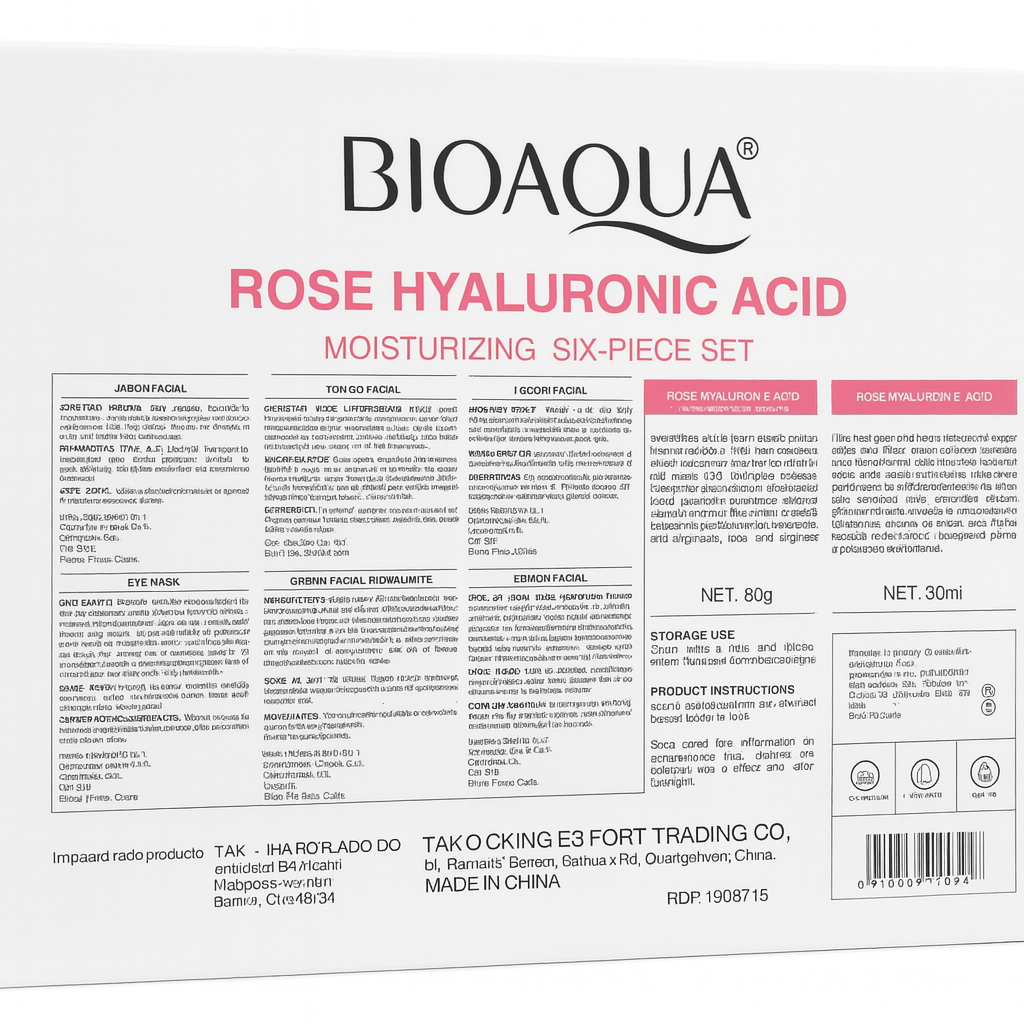Kit completo de Skincare. Ácido Hialurónico de Rosa. 6 Piezas